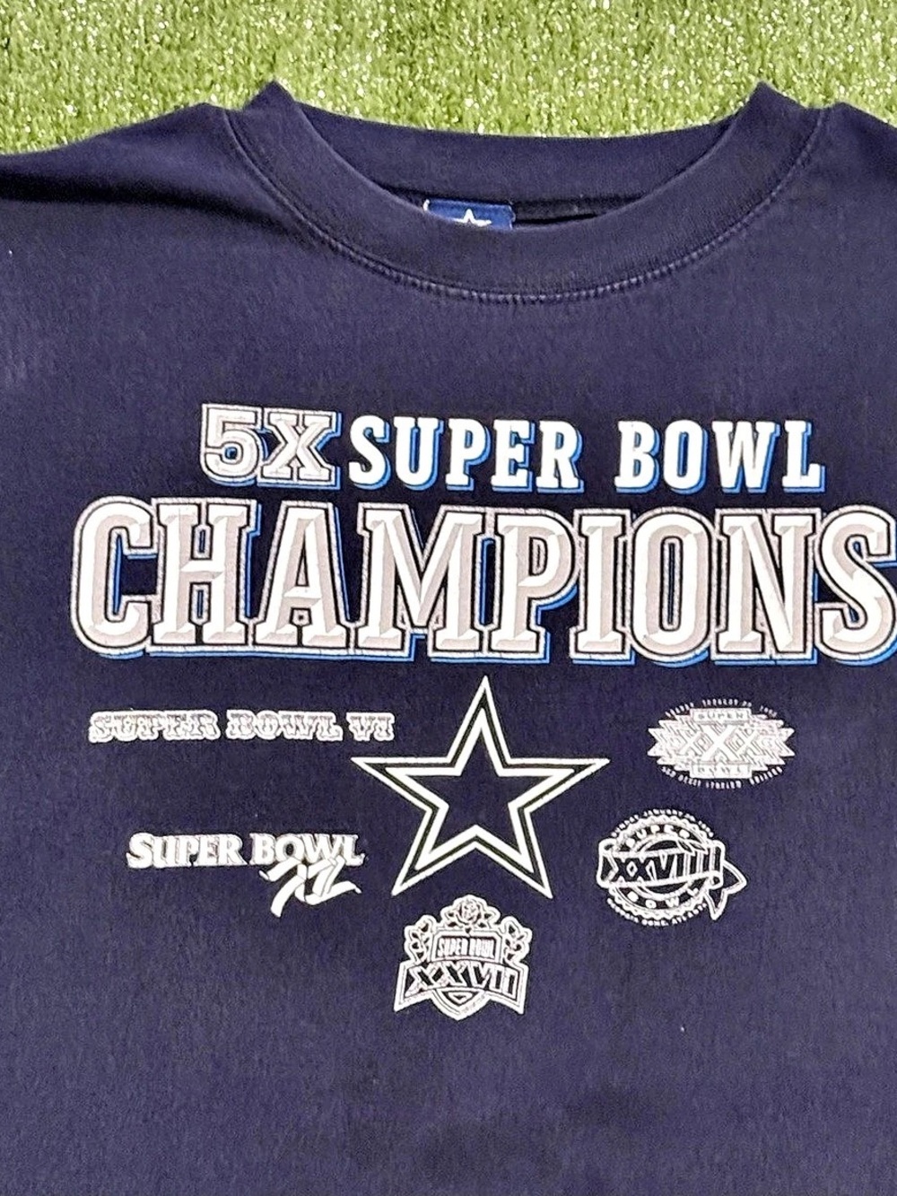 Cowboys Authentic Apparel 5X Super Bowl Champions Mens 2XT Blue Short Sleeve